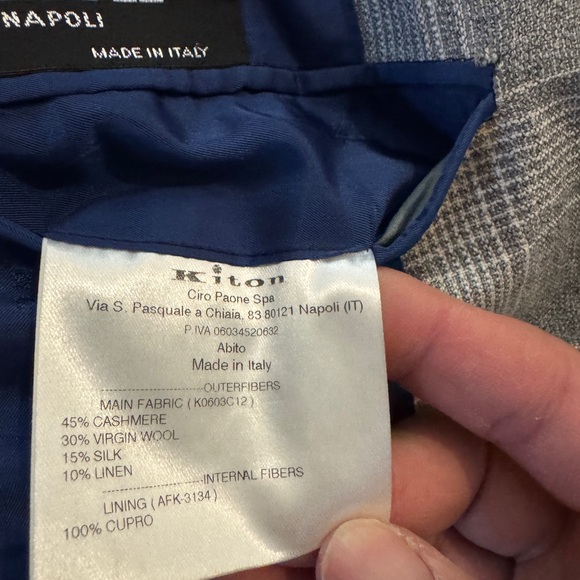 Kiton Gray Checkered Double-Breasted Blazer - Picture 3 of 5